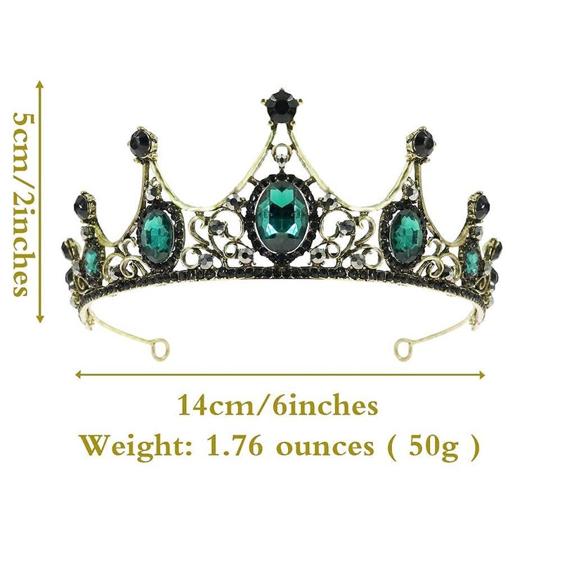 TOCESS Green Crown Tiara for Women, Vintage Princess Crown Queen Tiara with halo Crystal Emerald Rhinestone for Girls Bridal, Wedding, Pageant, Halloween, Prom Birthday Festival Party - Image 5